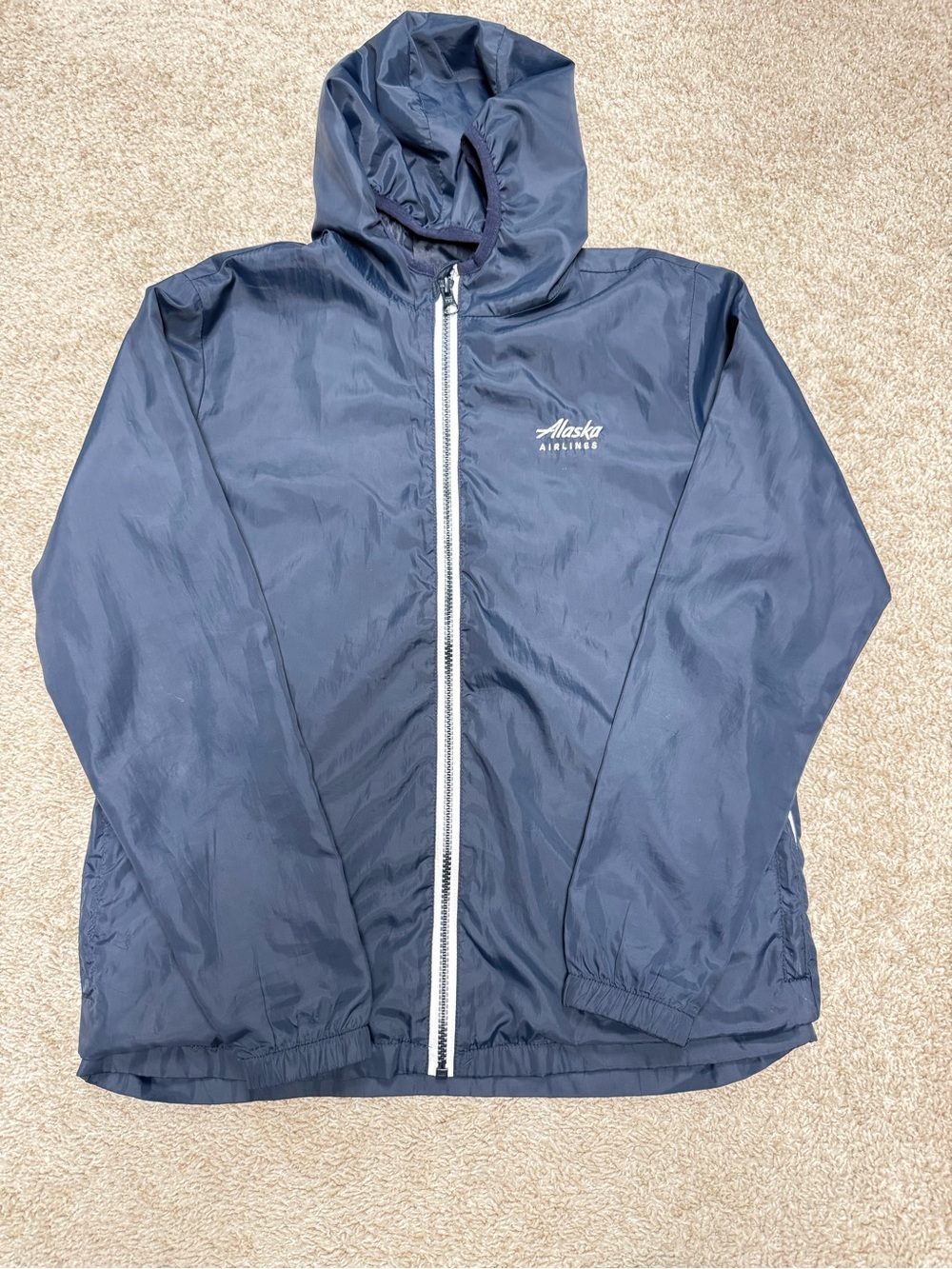 Kids Navy Hooded Windbreaker Jacket